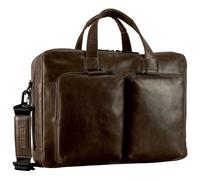 Leonhard Heyden Leather business bag laptop bag with laptop compartment Porto Zip Briefcase 2 Compartment Greybrown dark brown
