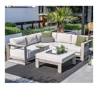 leonidas aluminium garden sofa set with coffee table in taupe