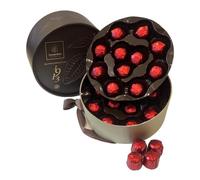 Leonidas Belgian Chocolate Cerise Luxury Cherry Liqueur Round Box - 22 Foil-Wrapped Dark Chocolates in Brown Gift Box (Round Box, Cherry Liqueur)