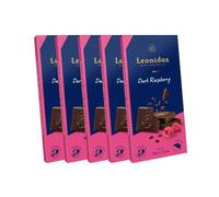 Leonidas Dark Raspberry Belgian Chocolate Bars - 6 x 100g Pack - Fresh Dark Chocolate with Raspberry - 100% Cocoa Butter - No Palm Oil - Premium Belgian Artisan Chocolate