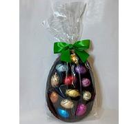 Leonidas Easter Dark Half Chocolate Egg with 12 Assorted Mini Eggs 220g - Belgian Dark Chocolate Half Egg with Mini Easter Eggs in Milk, Dark & White Chocolate