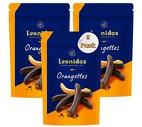 Leonidas Orangettes - Candied Orange Peel in Belgian Dark Chocolate - Resealable Pouch - Premium Belgian Chocolate Gift - 200g - Rich & Zesty Treats (3 Pack, Orangettes)