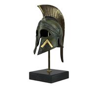 Leonidas Spartan Helmet Bronze Sculpture - Real Bronze Greek Warrior Statue on Marble Base, Handmade Spartan King Decor