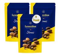 Leonidas Stones - Caramelized Almonds Coated in Dark, Milk & Blond Chocolate - 250g Resealable Pouch - Belgian Chocolate Almond Mix (3 Pack, Stones)