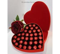 Leonidas Valentine Red Velvet Heart Gift Box (33 pcs) - Luxury Belgian Cherry Liqueur Cream Chocolates | Dark Chocolate with Cherry Liqueur Centres | Premium Belgian Chocolatier Gift