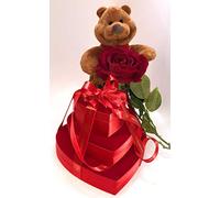 Leonidas Valentine Trio Gift Set - 3 Velvet Heart Boxes with Assorted Belgian Chocolates (14 + 16 + 28 pcs), Plush Bear & Silk-Like Rose | Luxury Belgian Chocolatier Romantic Gift