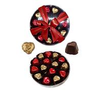 Leonidas Valentine's Round Clear Plastic With Assorted Milk Chocolate Hearts, 15 Pc