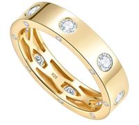 LEONIDS Dainty Wedding Rings for Women | Moissanite or Lab Grown Emerald 925 Sterling Silver 14K Gold Plated Never Tarnish | Birthday Jewelry for Her Size 5, Gemstone, Moissanite