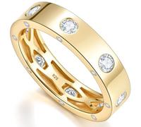 LEONIDS Moissanite Rings for Women 925 Sterling Silver 14K Gold Plated Never Tarnish Color D VVS1 Clarity Eternity Promise Band Engagement Wedding Birthday Jewelry Gifts for Women, Gemstone