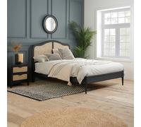 Leonie - Double - Rattan Bed - Black - Wooden - 4ft6 - Happy Beds