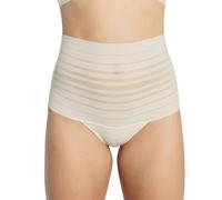 Leonisa Seamless High Waisted Thong Knickers for Women, Tummy Control Shapewear Thong with Lace Stripes, Invisible Underwear with Butt Lifting Effect