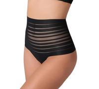 Leonisa Seamless High Waisted Thong Knickers for Women, Tummy Control Shapewear Thong with Lace Stripes, Invisible Underwear with Butt Lifting Effect