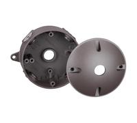 LEONLITE 4 Inch Round Weatherproof Outlet Box with Cover, Six 1/2-In knockouts Round Outdoor Electrical Box Die-cast Aluminum, UL, IP65, 16 Cubic Inch Electrical Junction Box, Brown
