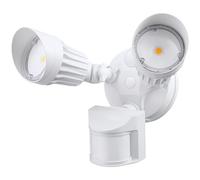 LEONLITE COB LED Security Light, Commercial Motion Sensor Flood Lights Outdoor, 3 Modes Motion Detector+Dusk to Dawn+Switch Control, 100-277V, Adjustable 2-Head, IP65, 5000K Daylight, ETL, White