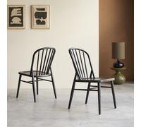 Leonor - Set of 2 spindle-back chairs in black solid acacia wood Black