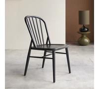 Leonor - Spindle-back chair in black solid acacia wood Black