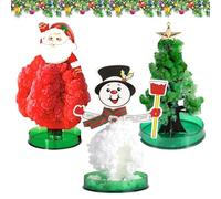 Leonshco 3 Pieces Mini Christmas Tree Decoration Toy, Magic Paper Tree DIY Crystal Breeding Set and Toys, Learning Guide (A)