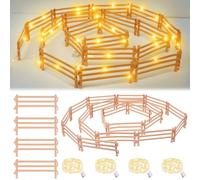 Leonshco Pack of 40 Horse Fence, Horse Corral Fencing Accessories, Mini Toy Fence, Miniature Paddle Toy with 4 LED Fairy Lights, DIY Farm Scene, Micro Landscape Decoration, Educational Gift
