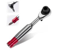 LEONTOOL 1/4" Drive Micro Ratcheting Bit Driver, Mini Ratchet 72-Tooth Reversible 5°Double-Ended Magnetic Hex Bit Ratcheting Handle, Portable 90 Degree Angled Screwdriver for Tight Spaces, Cr-V Steel