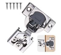 LEONTOOL 10 Pack 1/2" Overlay 3D Soft Close Concealed Hinges for Face Frame Kitchen Cabinet, Small Angle Slow Close, 3 Way Adjust, 105° Open Cabinet Hinge Brushed Nickel Self-Closing Hidden Hinges