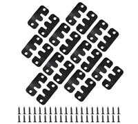 LEONTOOL 10 Pairs Interlocking Flush Mount Bracket Picture Hanging Hooks Black Stainless Steel Heavy Duty Photo Frame Hook Z Clips Headboard Furniture Connector Wall Mounting Hardware with Screws