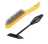 LEONTOOL 10" Welding Chipping Hammer and Wire Brush with Curved Wood Handle Welding Hammers Slag Removal Tool with Coil Spring Handle Scratch Wire Brush Slag Removal Tool for Cleaning Removing Slag