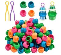LEONTOOL 100PCS Thread Spool Savers/Spool Huggers with 2 PCS Bobbin Clips - Prevent Tails from Unwinding, No Loose Ends for Sewing and Embroidery Machine Spools(4 Colors Rose Pink Blue Green Orange)