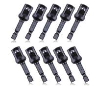 LEONTOOL 10pcs 1/4" Hex to 1/2" Drive Impact Socket Adapter Set, 1/2" Square Tip, 2" Long, Black
