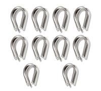 LEONTOOL 10pcs M10 304 Stainless Steel Thimble for 3/8 Inches Diameter Wire Rope Cable Thimbles Rigging 10mm Wire Rope Tube Thimble Heavy Duty Cable Clamps Assortment