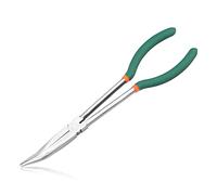 LEONTOOL 11 Inch Bent Nose Pliers 30 Degree Long Reach Pliers with Serrated Teeth Straight Extra Long for Hard-to-Reach Narrow Spaces and Limited Clearance Areas