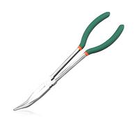 LEONTOOL 11 Inch Bent Nose Pliers 45 Degree Long Reach Pliers with Serrated Teeth Straight Extra Long for Hard-to-Reach Narrow Spaces and Limited Clearance Areas