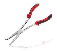 LEONTOOL 11-Inch Hose Grip Long Reach Ring Nose Plers, 3/10-Inch Diameter Spark Boot Removal Spark Plug Removal with Serrated Jaws, Long Reach Circle Hose Pliers for Car