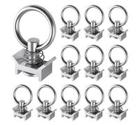 LEONTOOL 12 Pack Single Stud Fitting for L Track Accessories L Track Tie Down O Ring, 4,000 Pounds Break Strength, Stainless Steel Round Ring 360° Rotation Cargo Control Keeper for Airline Logistic