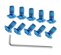 LEONTOOL 12 Pcs Bicycle Disc Brake Bolts M5x10mm MTB Rotor Screws Blue With T25 Torx Wrench L for Road and Mountain Bike