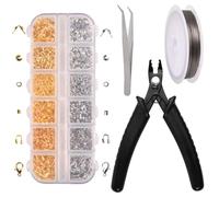 LEONTOOL 1200 Pcs Crimp Beads Kit for Jewelry Making, Including Crimp Beads, Crimps Covers, Crimps Tubes and Wire Guardians, Lobster Clasps, Jump Rings, Crimping Pliers, Beading Wire and Tweezer