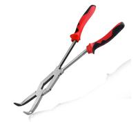LeonTool 13-Inch Long Reach 90 Degree Bent Nose Pliers with Dual Pivot, Double Joint, Serrated Jaw for Narrow Spaces