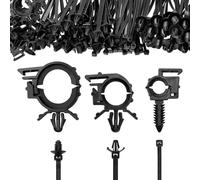 LEONTOOL 150 Pcs Nylon Universal Push Mount Cable Zip Tie with Car Wire Loom Routing Clips Automotive Wiring Car Accessories for Engine Bay Self Locking Straps 3 Different Sizes Assortment Kits
