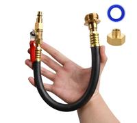 LEONTOOL 17" Brass RV Winterizing Kit for Winterize Sprinkler System, Camper, Boat, Garden Hose Faucet, Air Compressor Quick-Connect Plug to 3/4" Hose Water Blowout Adapter Fitting with Shut Off Valve