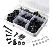 LEONTOOL 177 Pcs Motorcycle Fairing Bolt Kit, M5 M6 Stainless Steel Windscreen Screws Fastener Clips Aluminum Fairing Bolts Nut Clips Kit, Suitable for Most Sports Motorcycles（Black）
