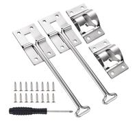 LEONTOOL 2 Pack 6 Inches RV Door Latch Silver Door Stop Clips with Screws and Screwdriver, Door Holder Entry Door Catch Holder for Rv, Motorhomes, Campervans, Travel Trailers and Cargo Truck