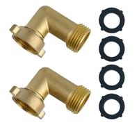 LEONTOOL 2 Pack 90 Degree Garden Hose Adapter 3/4" Garden Hose Elbow Connector with 4 Pressure Washers Heavy Duty Solid Brass Water Hose Connectors for RV Water Hookups Residential Outdoor Faucets