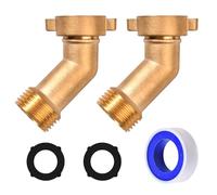 LEONTOOL 2 Pack Garden Hose Elbow Connector 45 Degree, 3/4" Heavy Duty Brass Adapter with Pressure Washers for RV Water Hookups Residential Outdoor Faucets