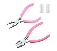 LEONTOOL 2 Pcs Jewelry Making Tools, Soft Jaw Plier with 6 in 1 Bail Making Plier 3mm to 10mm, Flat Nose Pliers with 2 Replacement Tips Wire Looping and Bending Pliers for Wire Wrapping Straightening