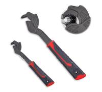 LEONTOOL 2 PCS Self Adjusting Pipe Wrench Set, 6 10 Inch Quick Pipe Vise Micro 5 Wrench for 7-35mm Nuts, 40CR-V 3-Side Teeth Multifunctional Self Locking Wrenches for Car Bicycle Plumbing Repairs