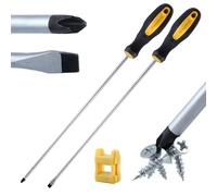 LEONTOOL 2 Pieces 12" Long Screwdriver Set Slotted and Phillips Screwdrivers, Long Flat Blade Screwdriver and Cross-Head Screwdriver, Extended Magnetic Screw Drivers with Magnetizer Demagnetizer