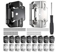 LEONTOOL 20 PCS 1/2 inch Overlay Kitchen Cabinet Hinges, Self-Closing Face Frame Cabinet Hinges, Kitchen Semi Wrap Around Hinge for Face Frame, Cabinets Hardware, Black and Silver