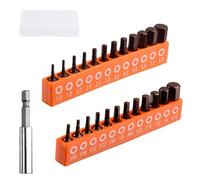 LEONTOOL 24 PCS Impact Hex Head Allen Wrench Drill Bit Set(Metric & SAE), 1/4" Hex Shank S2 Steel Hex Bits Set, Strong Magnetic Tip, 1" Long with Extension Bit Holder for Car Furniture DIY Home Repair