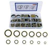 LEONTOOL 245 Pcs 12 Sizes NBR Metal Bonded Sealing Washer Assortment Kit M6 M8 M10 M12 M14 M16 M18 M20 M22 M24 M27 M30 Sealing Rubber Washers Self-Centred Oil Pipe Seal Gasket O-Ring Assortment