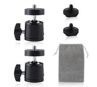 LEONTOOL 2PCS 360 Degree Swivel Mini Ball Head with Hot Shoe Mount Adapter 1/4 Tripod Screw Head Rotating Mount Base Adapter for Cameras Camcorders Smartphone Microphone LED Video Light Tripod Monopod