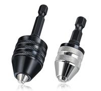 LEONTOOL 2Pcs Drill Chuck Adapter 1/4 Inch Hex Shank Keyless Drill Chuck for Impact Driver, 0.3-3.6mm, 0.6-8mm Quick Change Adapter Power Screwdriver Drill Adapter for Impact Drill Tool Attachment